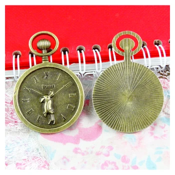 8 adet cep saati Takılar Antik Bronz Kaplama Çinko Alaşım Kuş Saat Charms Kolye DIY Takı Bulguları 53.5 * 37mm