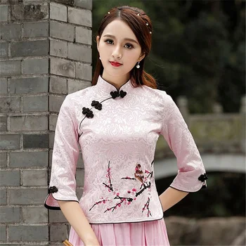 Cheongsam En Qipao 2021 Haber Çiçek Zarif Geleneksel Çin Giyim Kadınlar için Çin Gömlek Elbise Düğün Vestidos Tang