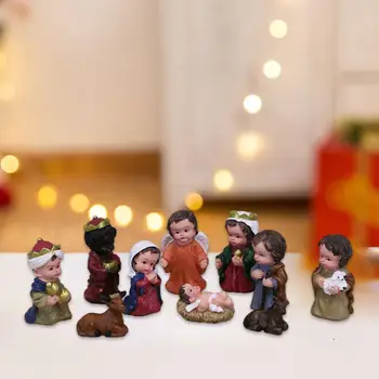Noel Ofisi için 10 Adet Set Geleneksel Beşik İsa Heykeli