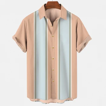 Trend Rahat Özlü Yonca Tema Gömlek Erkekler İçin 2022 Moda Streetwear Gevşek Hawaiian Plaj Ekleme Düğmesi Yaka Blusas