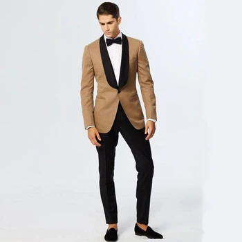 Yüksek Kaliteli Bir Düğme Groomsmen Şal Yaka Damat Smokin Erkek Takım Elbise Düğün/Balo En Iyi Erkek Blazer (Ceket + Pantolon + Kravat) a112