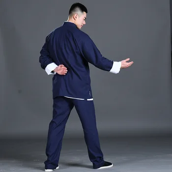 3 Adet Geleneksel Çin Kıyafetleri Erkekler dövüş sanatları setleri Bruce Lee Kung Fu Üniformaları Keten Tai Chi Kung Fu Kıyafet Kanat Chun Üniforma
