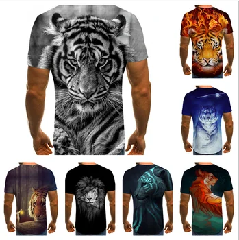 3D baskılı Hayvan kaplan Aslan yüz erkek T-Shirt Yeni gevşek aslan rahat majestic yaz moda gömlek Harajuku büyük boy t shirt