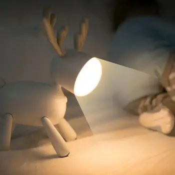 Elk Geyik Döner Gece Lambası 1 ADET Silikon 1W / 5V Kuyruk Ayarlanabilir Zamanlama USB Lamba Çocuklar Hediye yatak odası dekoru Dahili 1200mA Pil