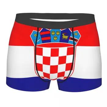 Erkek Boxer Seksi İç Çamaşırı Yumuşak Uzun boxershorts Hırvat Ulusal Bayrak Külot Erkek Külot