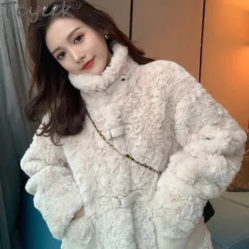 Tcyeek 2021 Rahat Gerçek Rex Tavşan Kürk Ceket Kadınlar Kış sıcak Kalın Kore Kürk Palto Kadın Giysileri Chaquetas Para Mujer 1032